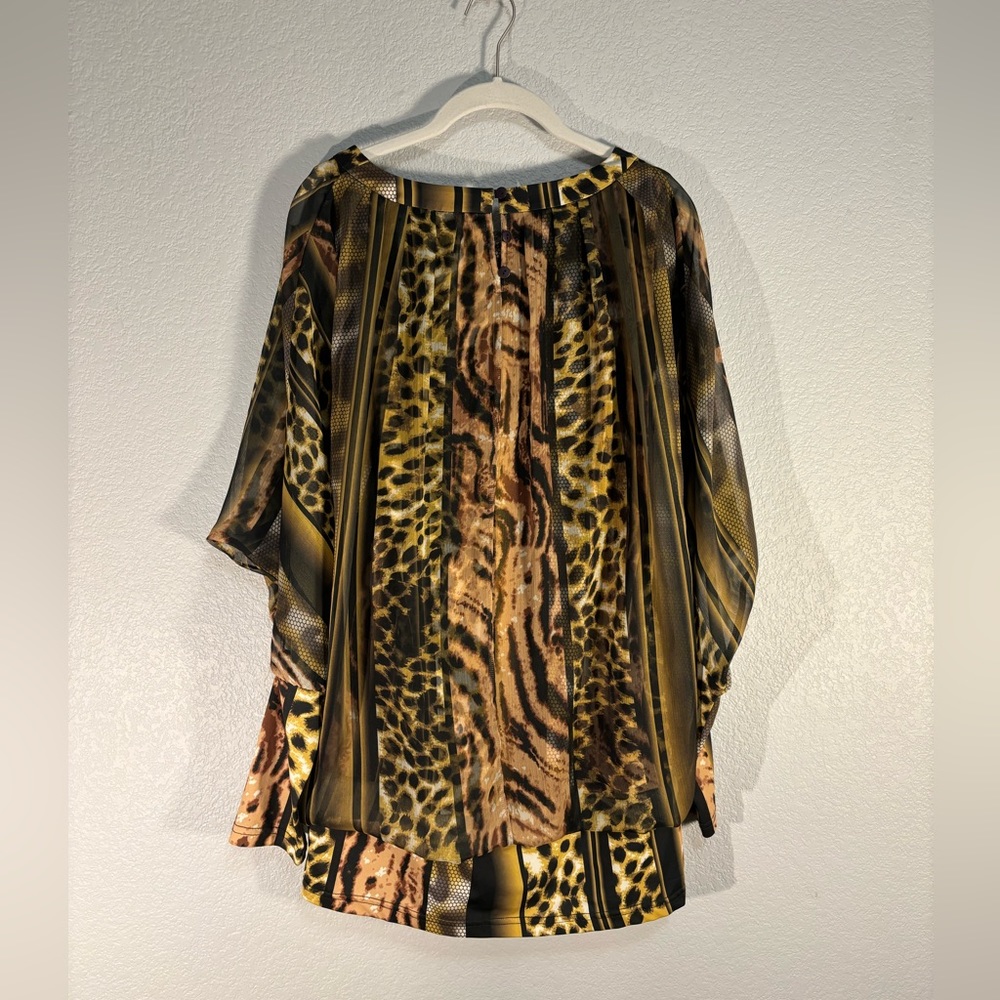 Unique Leopard Print Layered Top With Sheer Long … - image 2